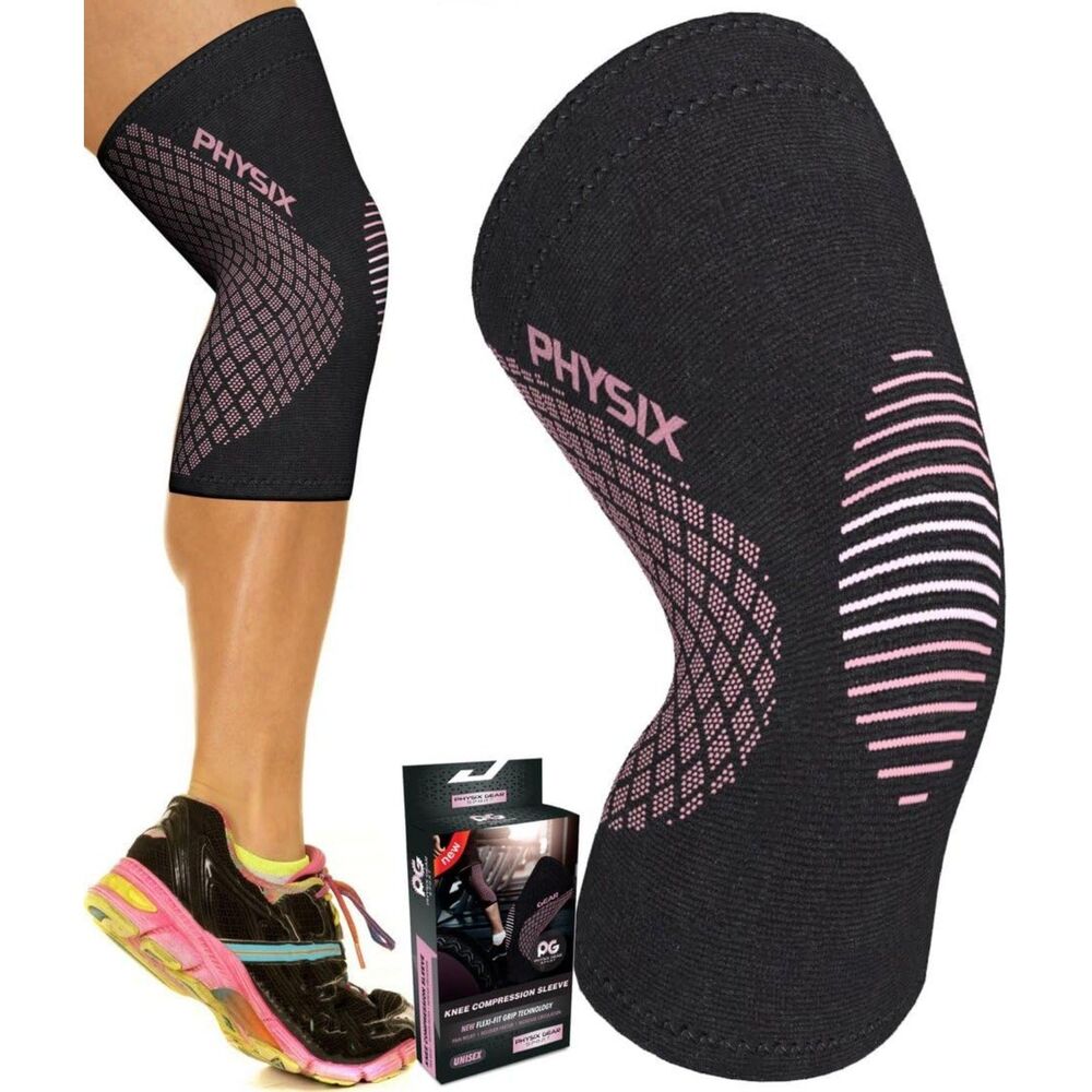 Physix Gear Knee Compression Sleeve - Premium Knee Support Brace for Workout Gym
